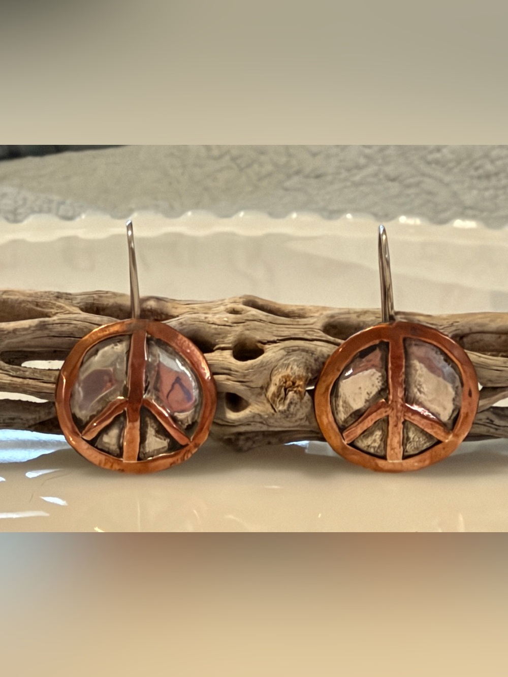 Mixed Media Peace Sign Earrings